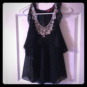 Black Blouse W/ Beaded Detail